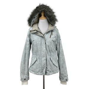 Columbia Jacket Womens M Medium Gray Omni Shield Faux Fur Hood Full Zip Snap